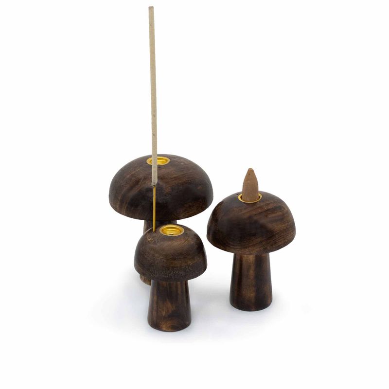 Lot de 3 Porte-Cônes d'Encens Champignons (10cm 9cm 8cm)