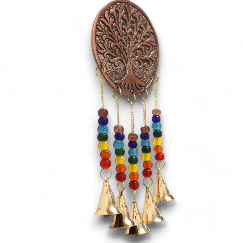 Carillons Indiens - Arbre de Vie Moyen - Perles Chakra 5 Cloches - 10x36cm