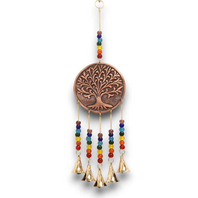 Carillons Indiens - Arbre de Vie Moyen - Perles Chakra 5 Cloches - 10x36cm