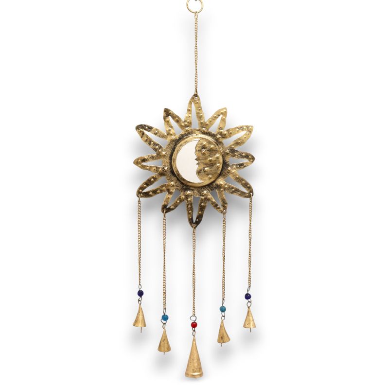 Carillons Indiens - Miroir Soleil Lune Sm 5 Cloches - 12x65cm