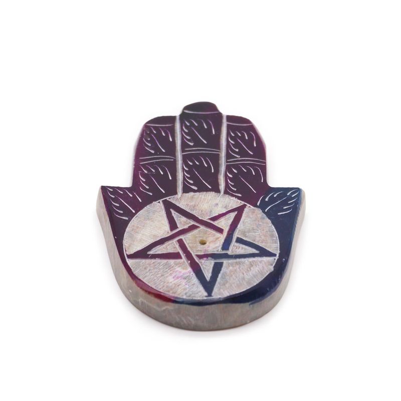 Porte-Encens Main de Fatma en Pierre Stéatite 9x6cm -Pentagone