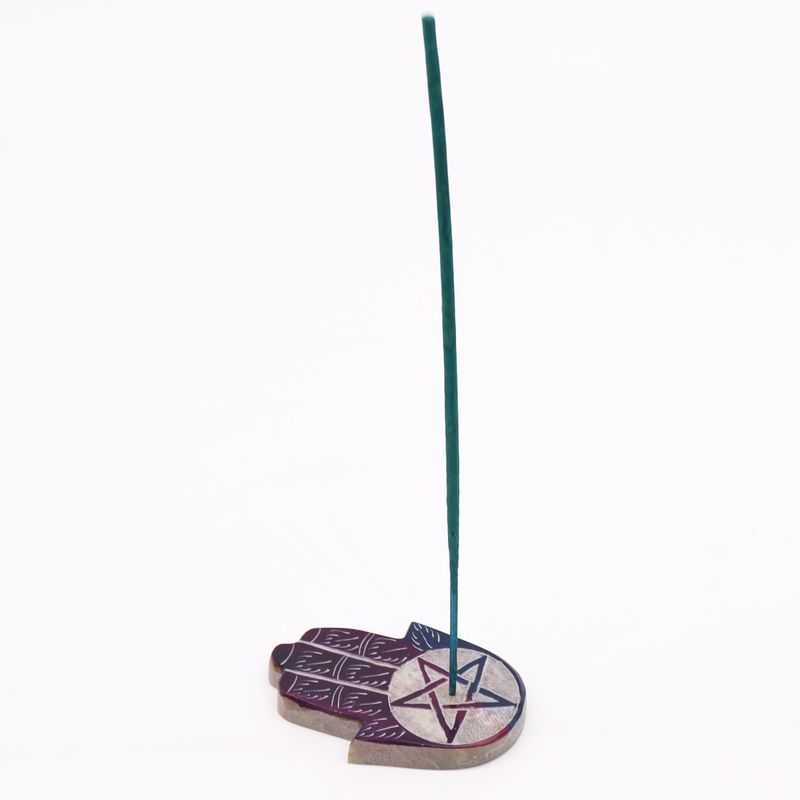 Porte-Encens Main de Fatma en Pierre Stéatite 9x6cm -Pentagone