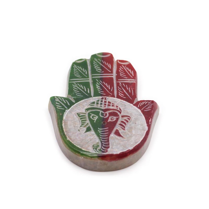 Porte-Encens Main de Fatma en Pierre Stéatite 9x6cm -Ganesha