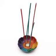 Porte-Encens Fleur de Lotus en Stéatite 10x3cm - Couleurs des Chakras