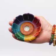 Porte-Encens Fleur de Lotus en Stéatite 10x3cm - Couleurs des Chakras