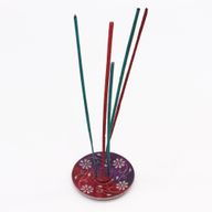 Porte-Encens Disque en Stéatite 8 cm - Floral (porte-5 bâtons)