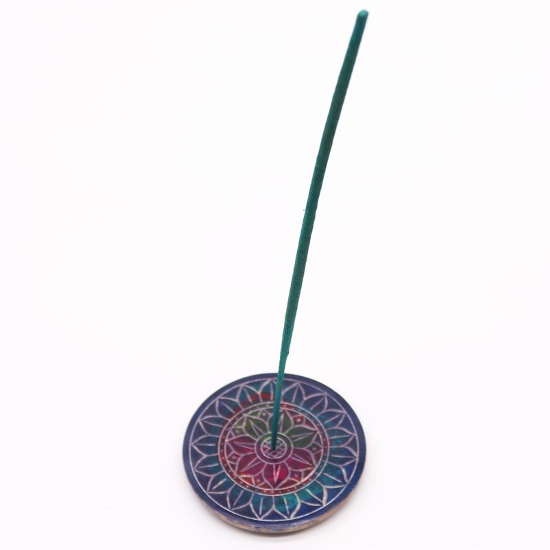 Porte-Encens Disque en Stéatite 8 cm - Lotus en Lotus