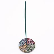 Porte-Encens Disque en Stéatite 8 cm - Fleur de Vie