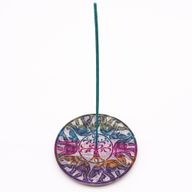 Porte-Encens Disque en Stéatite 12 cm - 6 Éléphants Porte-Bonheur