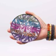 Porte-Encens Disque en Stéatite 12 cm - 6 Éléphants Porte-Bonheur