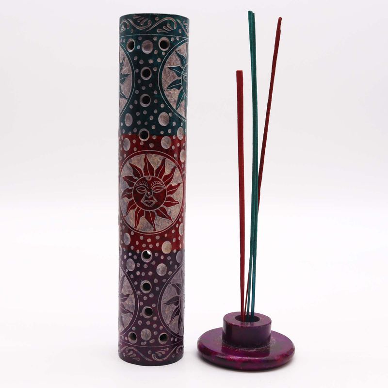 Porte-Encens Tour Ronde en Stéatite 25 cm - Soleils