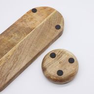 Plateau en Bois de Manguier avec 3 Bols - Motif Floral