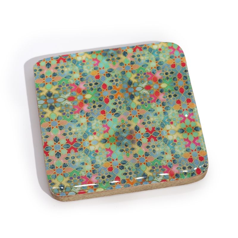 Lot de 4 Sous-Verres Carrés - Motif Carreaux Méditerranéens