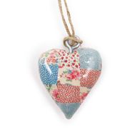 Petits Coeurs Décor en Bois - Carreaux Bleu & Rouge (24)