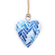 Petits Coeurs Décor en Bois - Rayures Bleues (24)