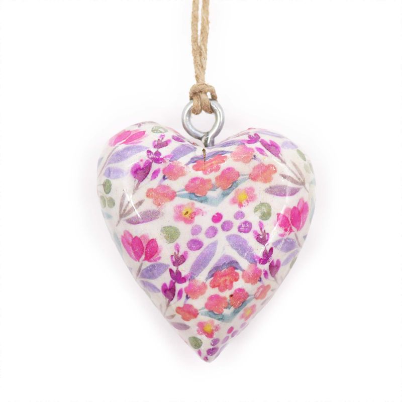 Coeurs en Bois Décor Lrg - Motif Floral (24)