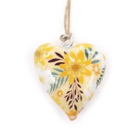 Coeurs en Bois Décor Lrg - Floral Jaune (24)