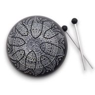 Tambour à Langue en Acier Happy Om Mandala Gravé - 16cm