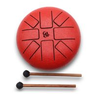 Tambour à Langue en Acier Happy Om Rouge - 16cm