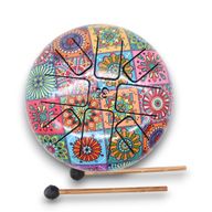 Tambour à Langue en Acier Happy Moyen Multicolore - 17x13cm