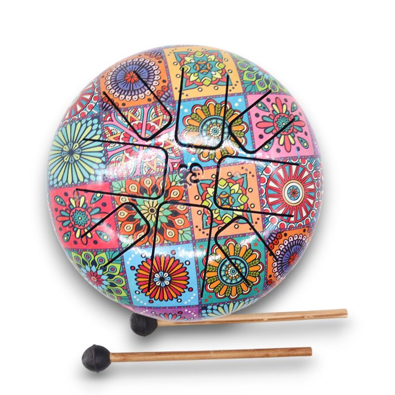 Tambour à Langue en Acier Happy Moyen Multicolore - 17x13cm