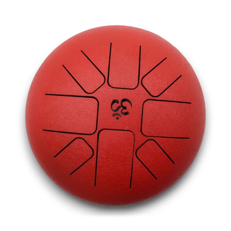Tambour à Langue en Acier Happy Moyen  Om Rouge - 22x16cm