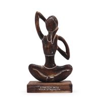 Statue Yoga en Bois  - Antique - Pose du Visage de Vache - « Étirez-vous et découvrez votre force intérieure »