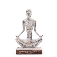 Statue Yoga en Bois - Blanchiment à la Chaux - Pose Facile - « Inspirez, Expirez, Brillez »