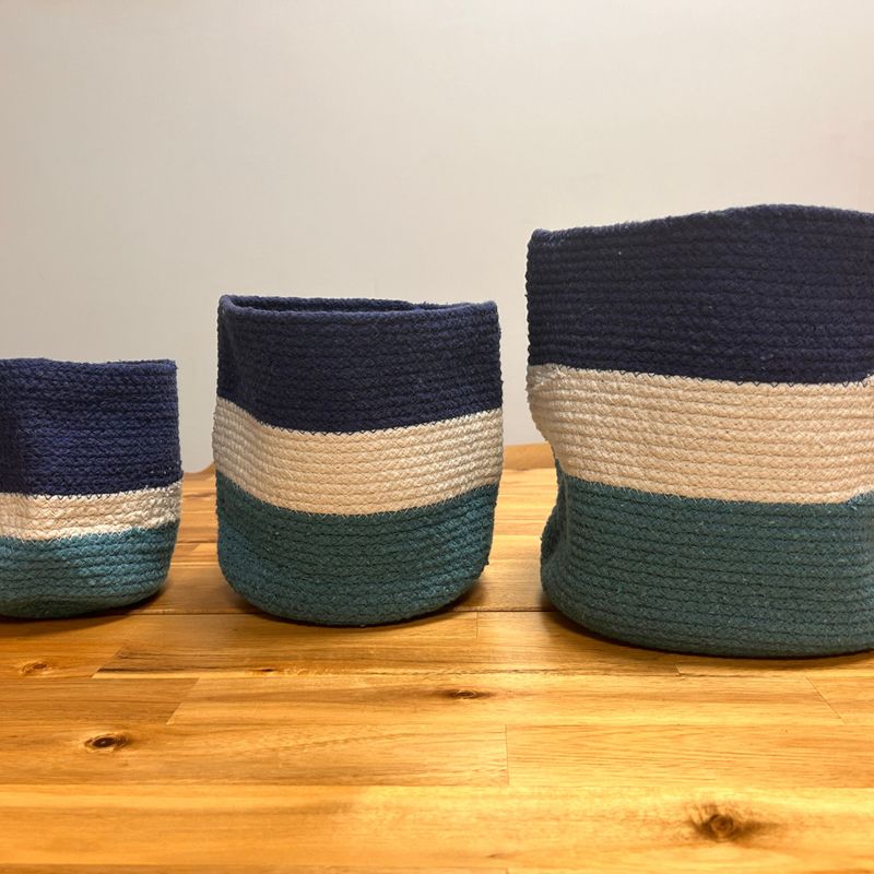 Lot de 3 Paniers en Jute - Oeil Protecteur - 15cm / 20cm / 25cm