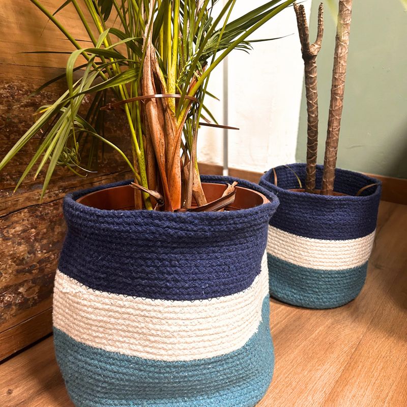 Lot de 3 Paniers en Jute - Oeil Protecteur - 15cm / 20cm / 25cm