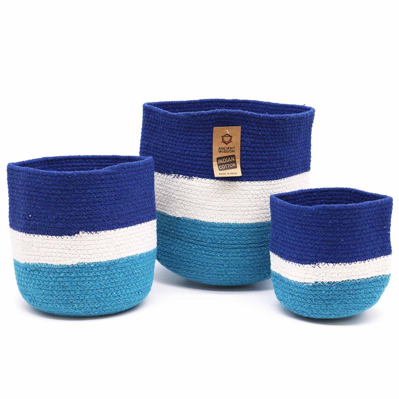 Lot de 3 Paniers en Jute - Oeil Protecteur - 15cm / 20cm / 25cm