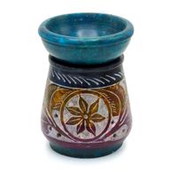Petit Brûleur à Huile en Pierre Ollaire Colorée 8cm - Fleur