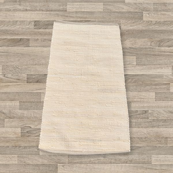 Petit Tapis Indien en Coton Tissé à la Main - 50x90cm - Crème