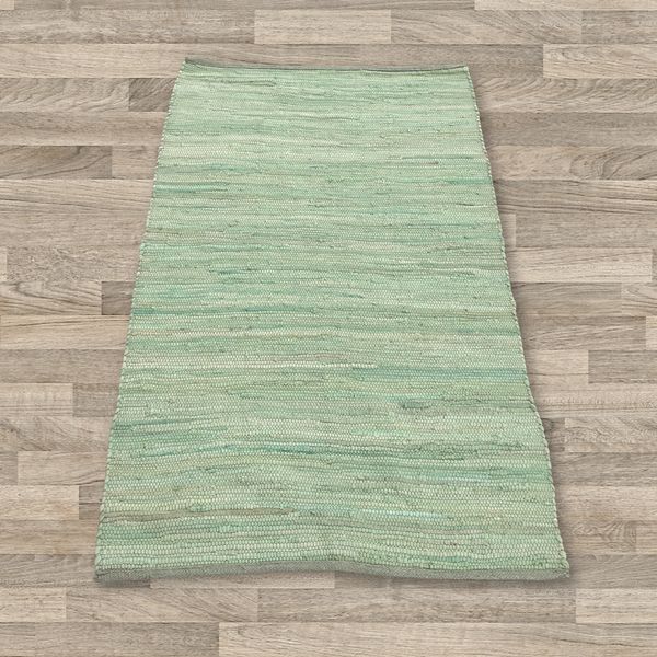 Petit Tapis Indien en Coton Tissé à la Main - 50x90cm - Aqua