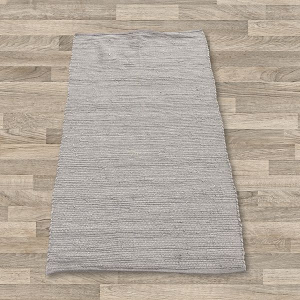 Petit Tapis Indien en Coton Tissé à la Main  - 50x90cm - Gris