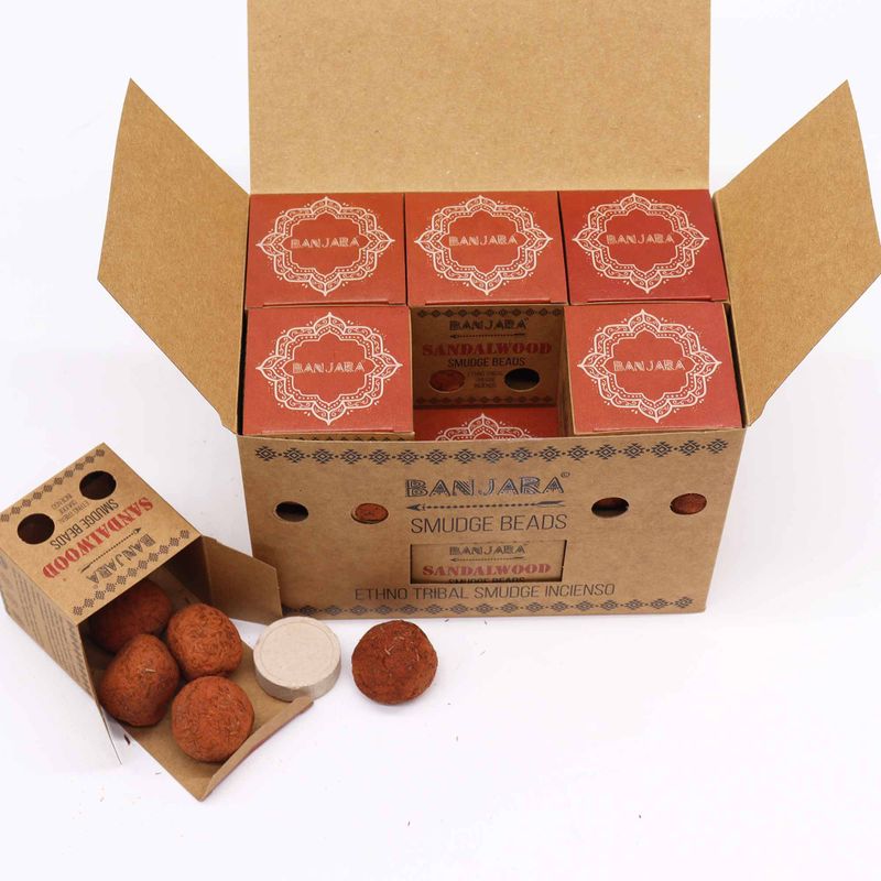 Perles de Maculage Banjara (cinq) - Bois de santal