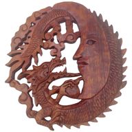 Plaque Décorative Visage de Lune et Dragon - 30 cm