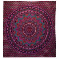 Couvre-Lit Double en Coton ou Tenture Murale - Mandala Classique - Violet