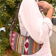 Sac Hobo Jacquard - Tons de Marron Profonds (sangle marron)