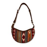 Sac Hobo Jacquard - Tons de Marron Profonds (sangle marron)