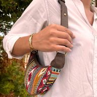Sac Hobo Jacquard - Tons de Marron Profonds (sangle marron)