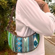 Sac Hobo Jacquard - Verts Audacieux (sangle marron)