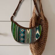 Sac Hobo Jacquard - Verts Audacieux (sangle marron)