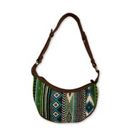 Sac Hobo Jacquard - Verts Audacieux (sangle marron)