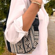 Sac Hobo Jacquard - Gris Métro (sangle noire)