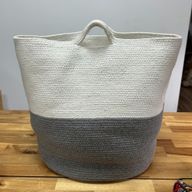 Grand Panier à Linge/Rangement en Corde de Coton 45x40cm - Gris