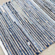 Petit Tapis en Jute et Coton Recyclé - 50x90cm - Bleu