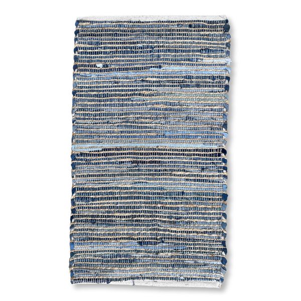 Tapis Moyen en Jute et Coton Recyclé - 90x150cm - Bleu