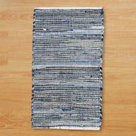 Tapis Moyen en Jute et Coton Recyclé - 90x150cm - Bleu