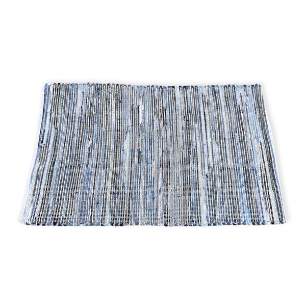 Grand Tapis Doux en Jute et Coton Recyclé - 130x170cm - Bleu